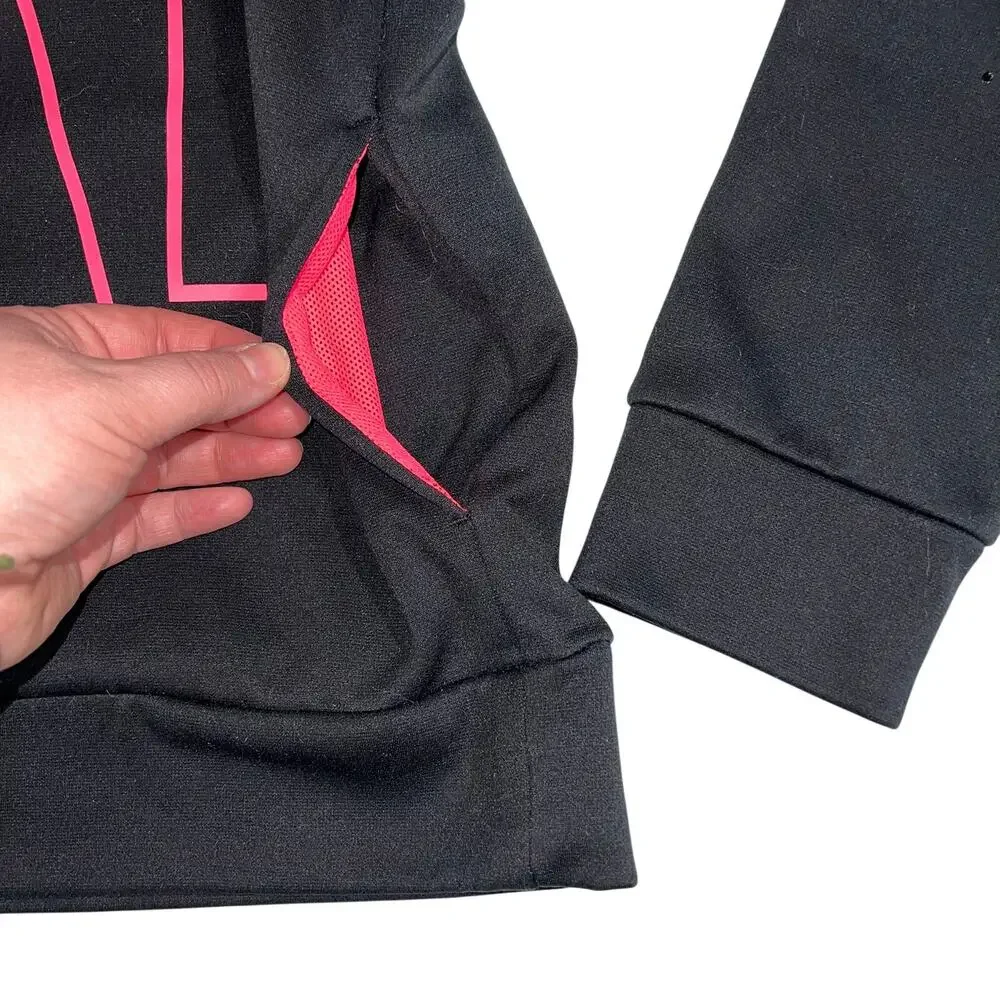 Nike Girls Dri Fit Hoodie Hooded Athletic Sweatshirt Pullover Black Pink Large